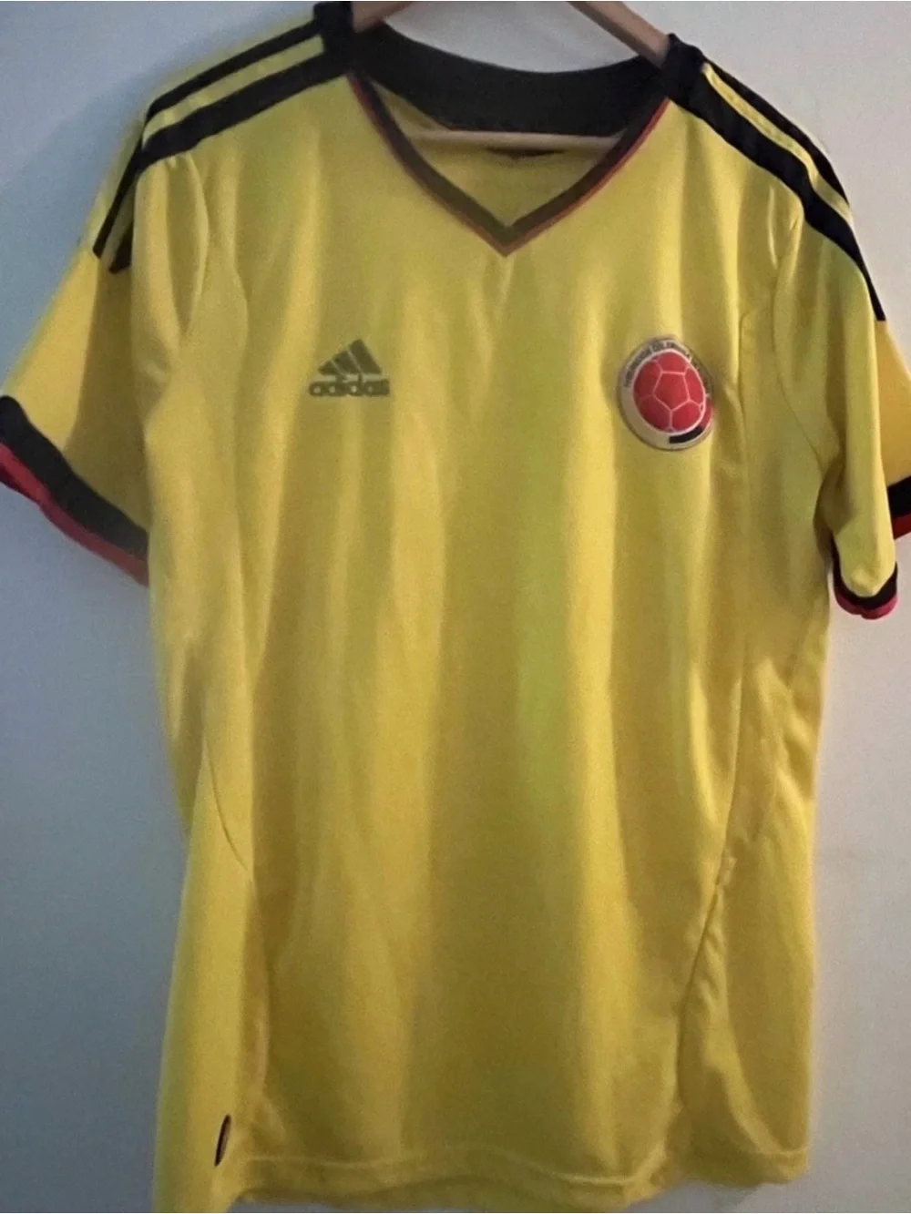 Colombia Men's Soccer Jersey with Red & Black Trim yellow